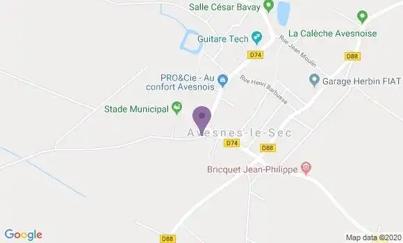 Localisation Avesnes le Sec Bp - 59296