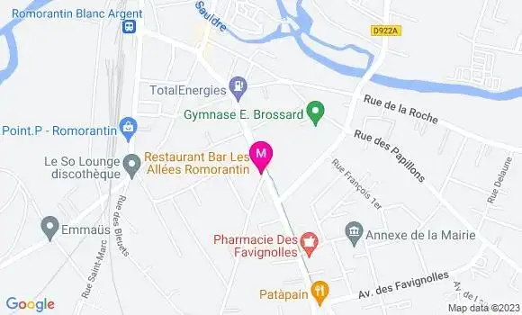 Localisation Restaurant Bar Les Allées Romorantin