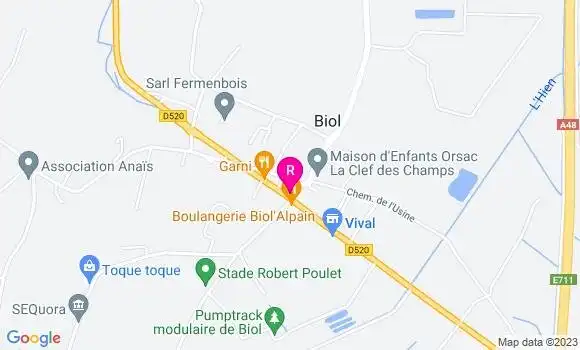 Localisation Bar Restaurant des Halles Bioloises