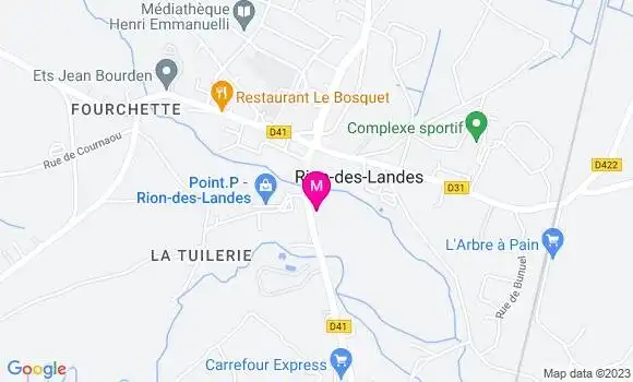 Localisation Restaurant Hôtel  Le Relais de Rion des Landes