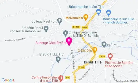 Localisation Auberge Côté Rivière