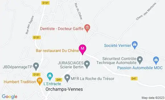 Localisation Bar Restaurant du Chêne