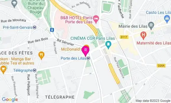 Localisation Restaurant  Au Métro des Lilas