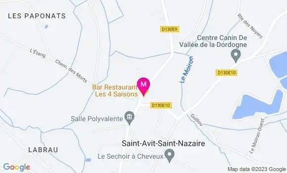Localisation Bar Restaurant les 4 Saisons