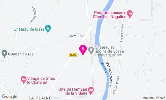 Localisation Restaurant  Château et Jardins de Losse