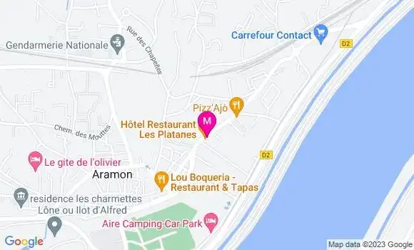 Localisation Restaurant Hôtel Les Platanes
