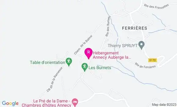 Localisation Auberge La Ferme de Ferrières