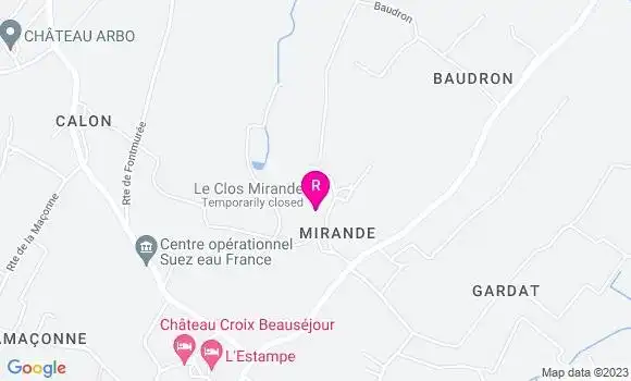Localisation Restaurant  Le Clos Mirande