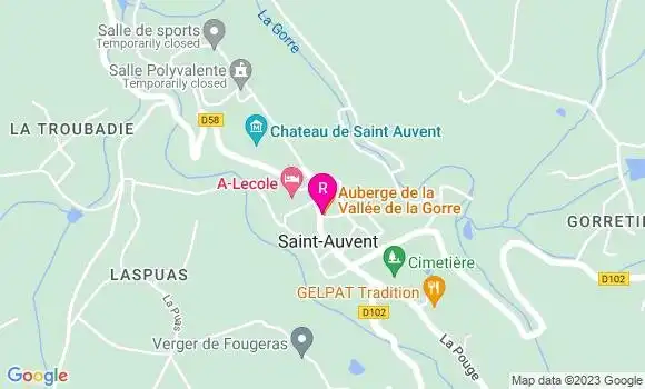 Localisation Auberge de la Vallée de la Gorre