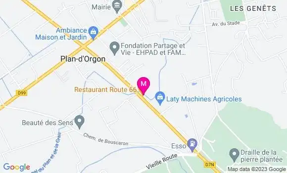 Localisation Restaurant  Route 66