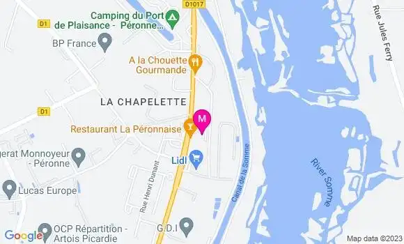 Localisation Restaurant Bar La Péronnaise