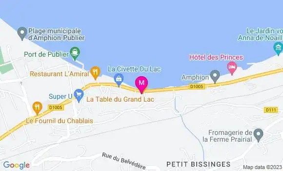 Localisation Restaurant  La Table du Grand Lac