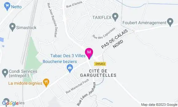 Localisation Restaurant  Tabac des 3 Villes