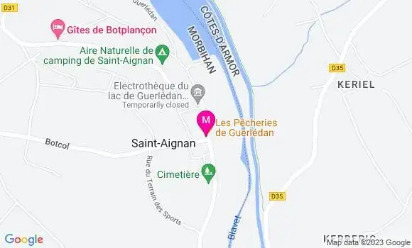 Localisation Restaurant  Les Pêcheries de Guerlédan
