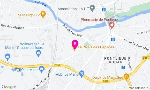 Localisation Restaurant  Le Relais des Cépages