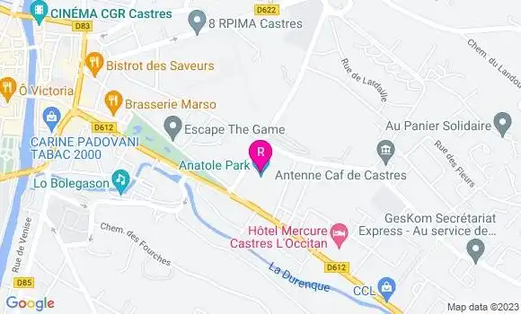 Localisation Restaurant  La Table des Ateliers