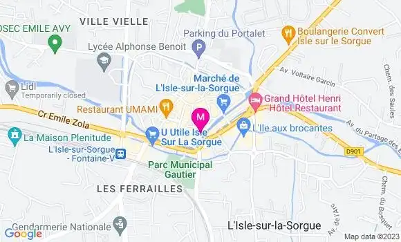 Localisation Restaurant  Le Grand Café de la Sorgue