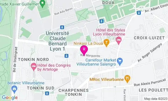 Localisation Auberge de la Doua