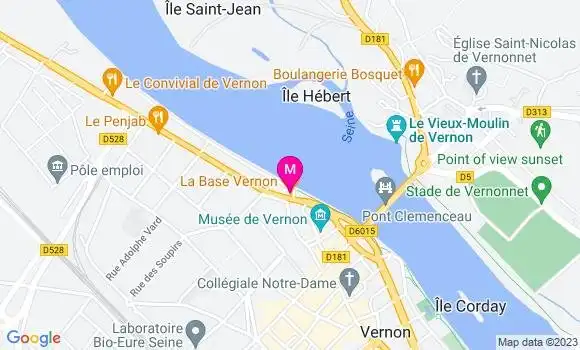 Localisation Restaurant Bar La Base Vernon