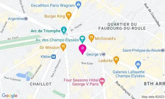 Localisation Restaurant Hôtel Hôtel Vernet Champs élysées