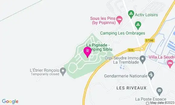 Localisation Restaurant  La Pignade Camping Siblu