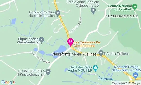 Localisation Restaurant Grill Les Terrasses de Clairefontaine
