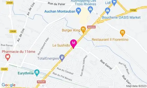 Localisation Restaurant Japonais Le Sushido
