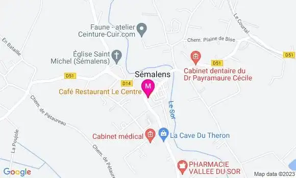 Localisation Pizzeria Café Restaurant le Centre
