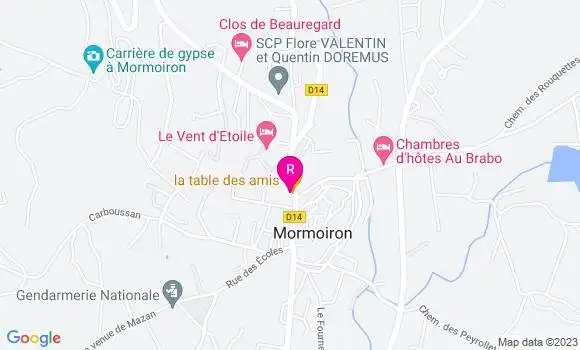Localisation Restaurant  La Table des Amis