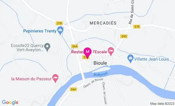 Localisation Restaurant  Aux Berges de Bioule