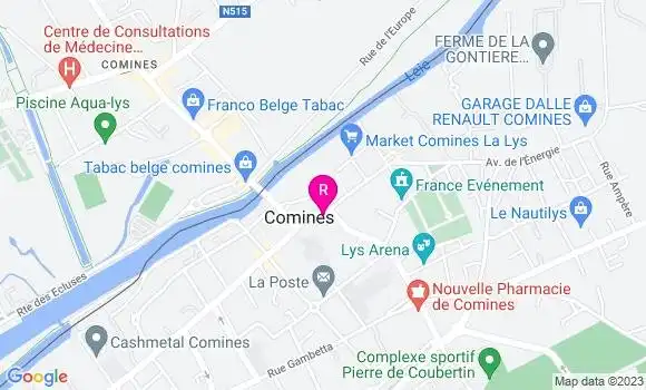 Localisation Restaurant  Estaminet de Comines