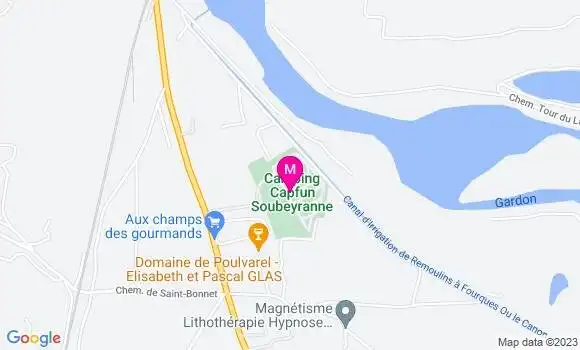 Localisation Restaurant  Camping la Soubeyranne