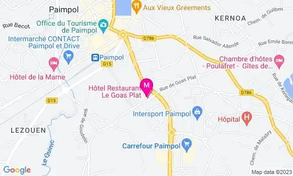 Localisation Restaurant Hôtel Le Goas Plat