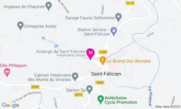 Localisation Auberge de Saint Félicien
