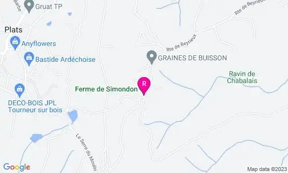 Localisation Restaurant  Ferme de Simondon