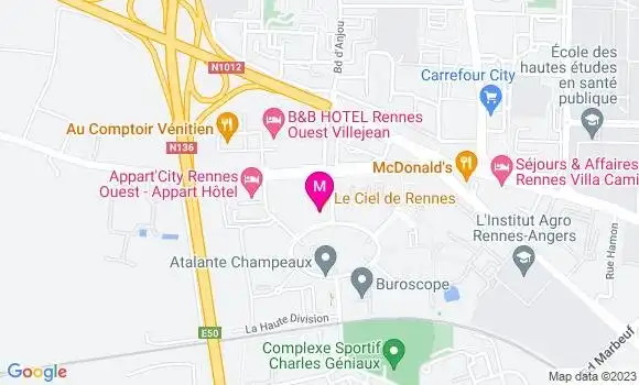 Localisation Restaurant Gastronomique Le Ciel de Rennes