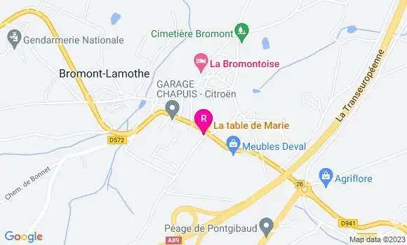 Localisation Pizzeria La Table de Marie