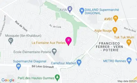 Localisation Restaurant  La Fontaine aux Perles