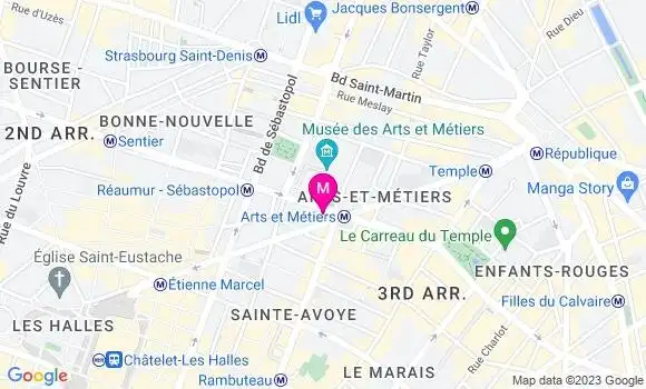 Localisation Restaurant  Café des Arts et Métiers