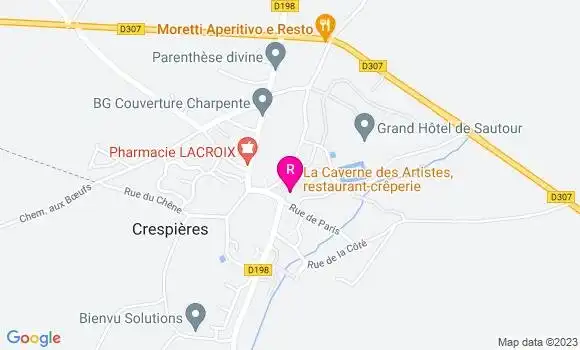Localisation Crêperie La Caverne des Artistes
