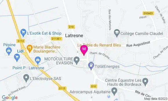 Localisation Restaurant  La Table du Renard Bleu