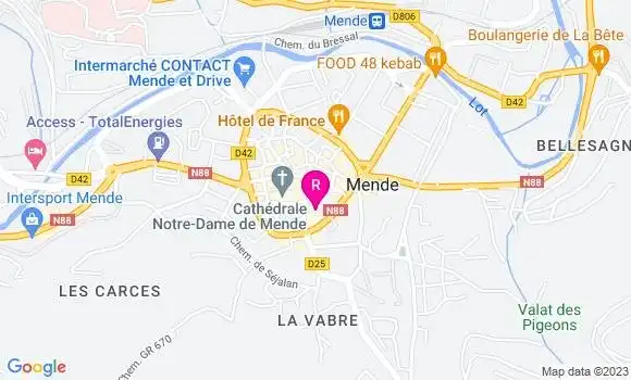 Localisation Restaurant  Shalimar Mende