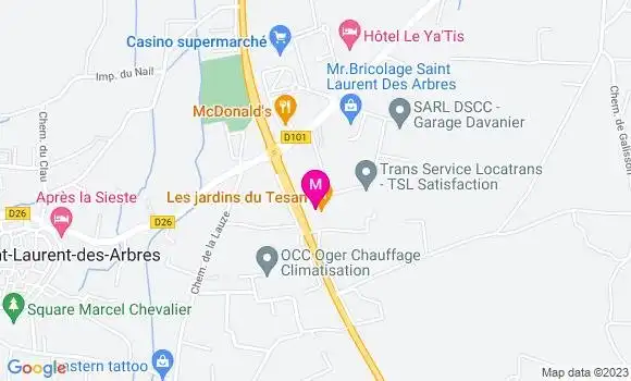 Localisation Restaurant  Les Jardins du Tesan