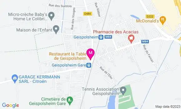 Localisation Restaurant Italien La Table de Geispolsheim