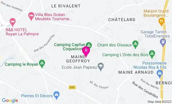 Localisation Restaurant  Camping les Coquelicots