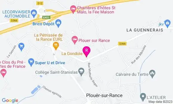Localisation Pizzeria La Gondole