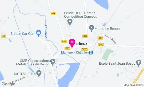 Localisation Restaurant  La Grenouille de Marlieux