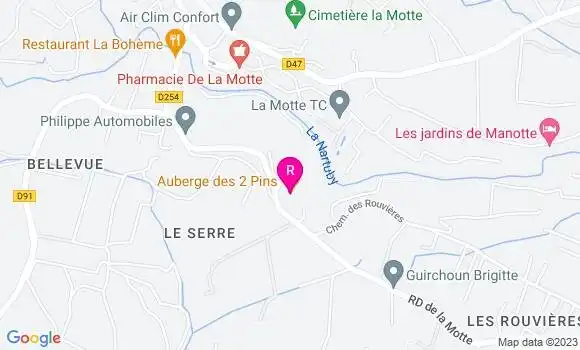 Localisation Auberge des 2 Pins