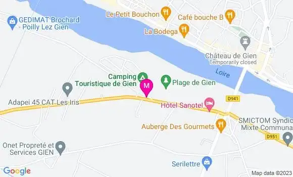 Localisation Restaurant  Camping Touristique de Gien