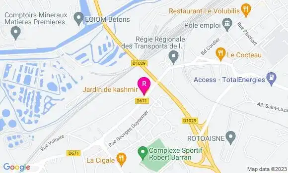 Localisation Restaurant  Jardin de Kashmir
